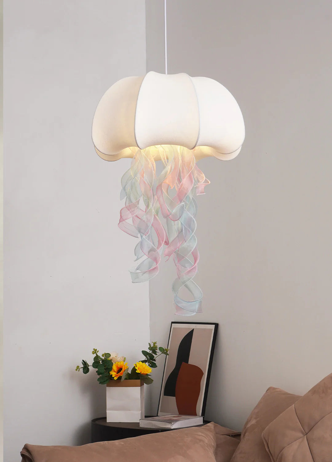 Jellyfish Pendant Light | White Fabric Modern Ceiling Lamp for Living Room | Lologe