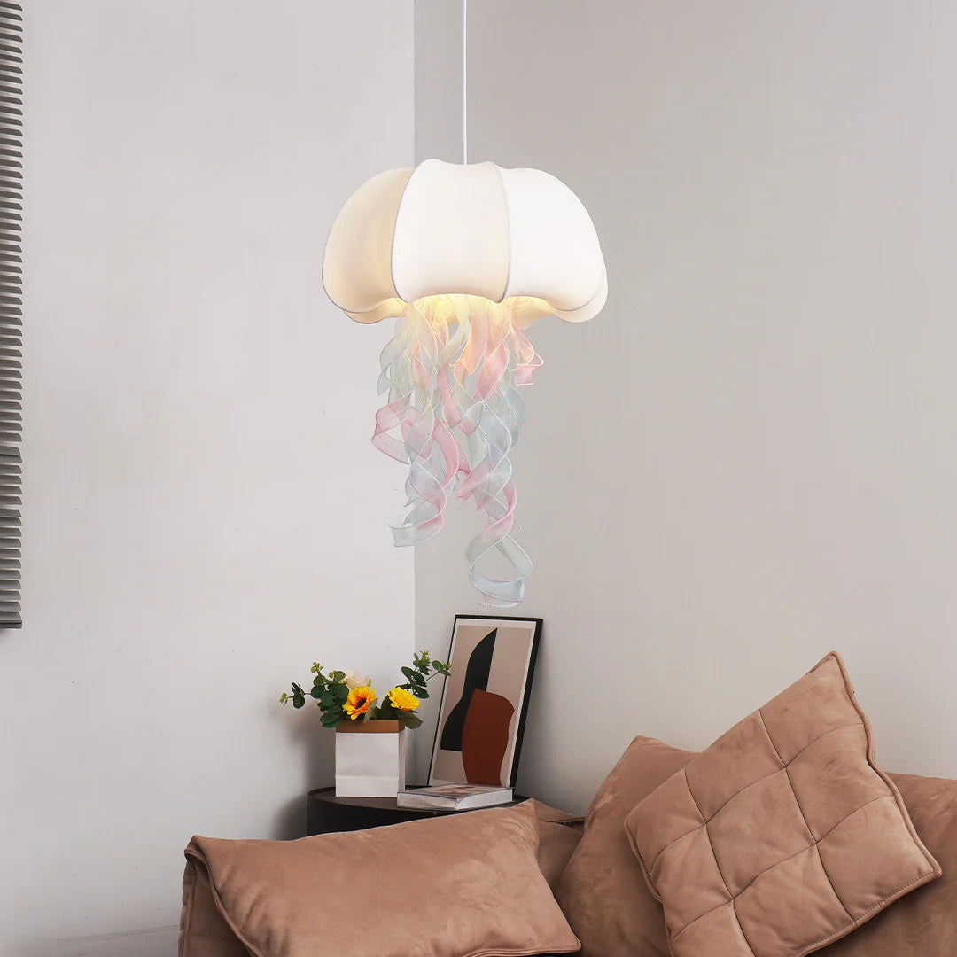 Jellyfish Pendant Light | White Fabric Modern Ceiling Lamp for Living Room | Lologe