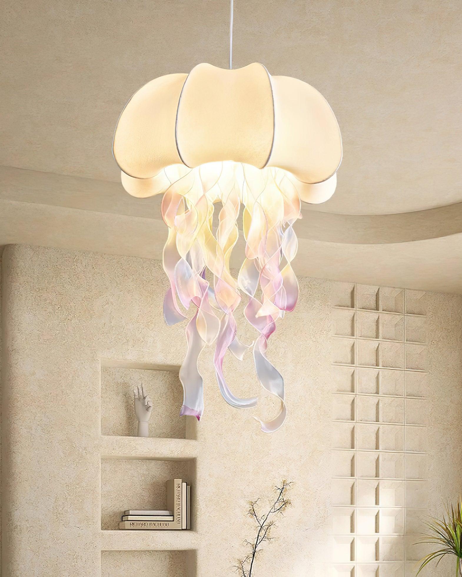 Jellyfish Pendant Light | White Fabric Modern Ceiling Lamp for Living Room | Lologe