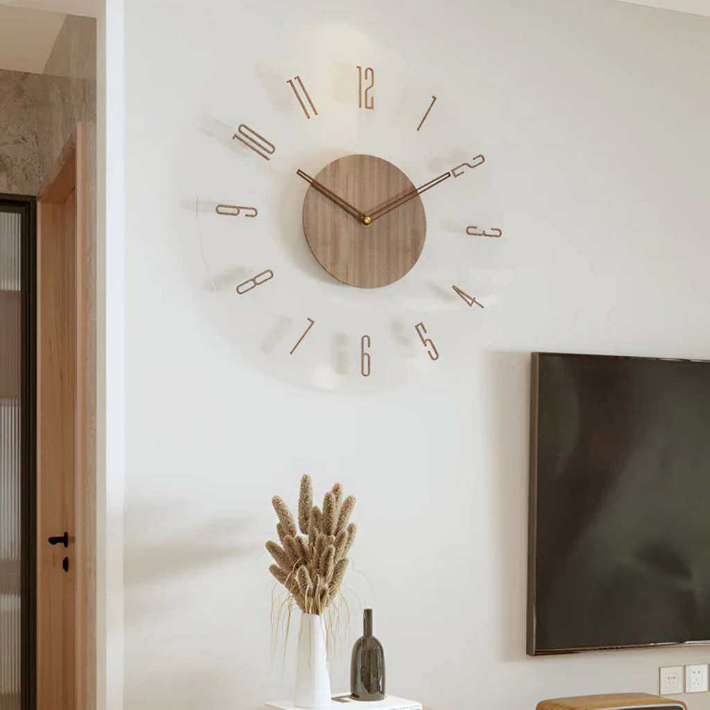 30 cm Modern Wall Clock | Silent Quartz | Acrylic Wood | Minimalist Scandinavian Decor | Lologe