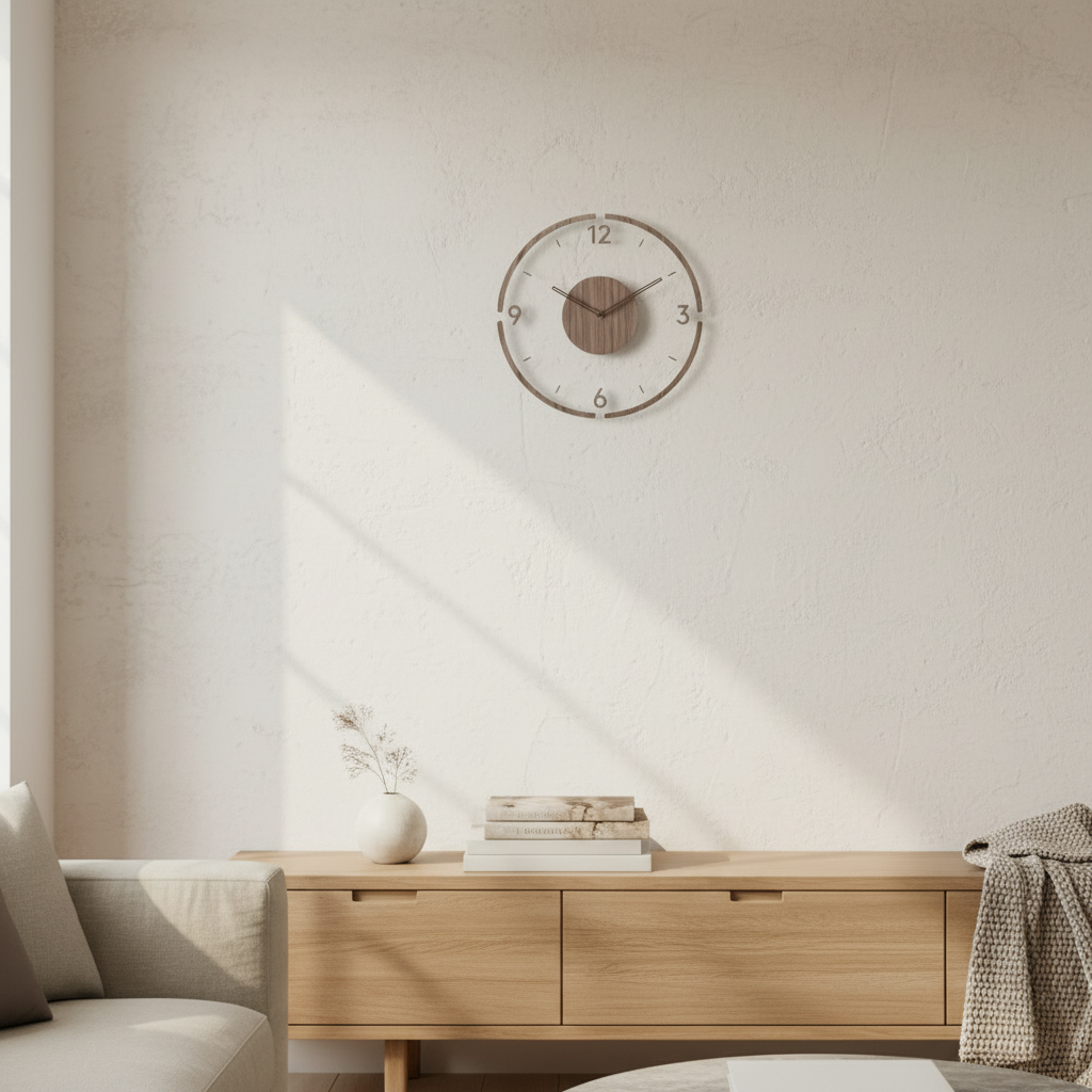 30 cm Modern Wall Clock | Silent Quartz | Acrylic Wood | Minimalist Scandinavian Decor | Lologe