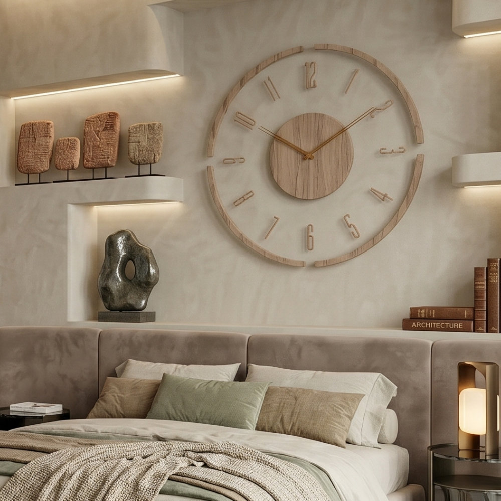 30 cm Modern Wall Clock | Silent Quartz | Acrylic Wood | Minimalist Scandinavian Decor | Lologe