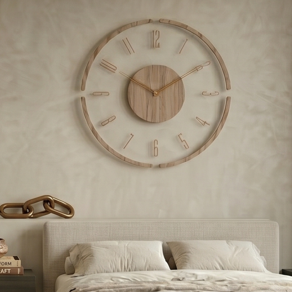 30 cm Modern Wall Clock | Silent Quartz | Acrylic Wood | Minimalist Scandinavian Decor | Lologe