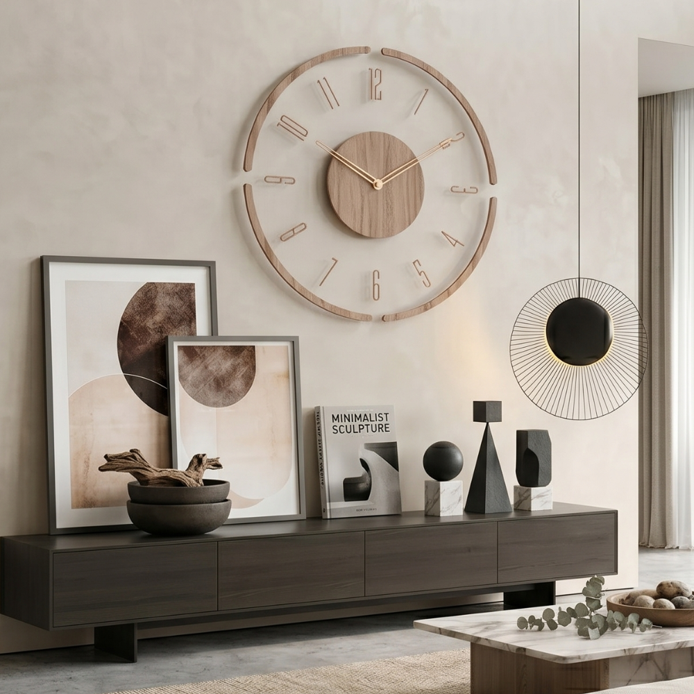 30 cm Modern Wall Clock | Silent Quartz | Acrylic Wood | Minimalist Scandinavian Decor | Lologe