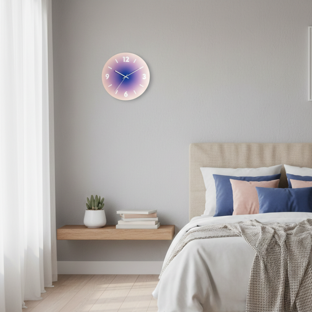 30 cm Modern Glass Wall Clock | Silent Quartz | Minimalist Home Decor | Round Design | Lologe