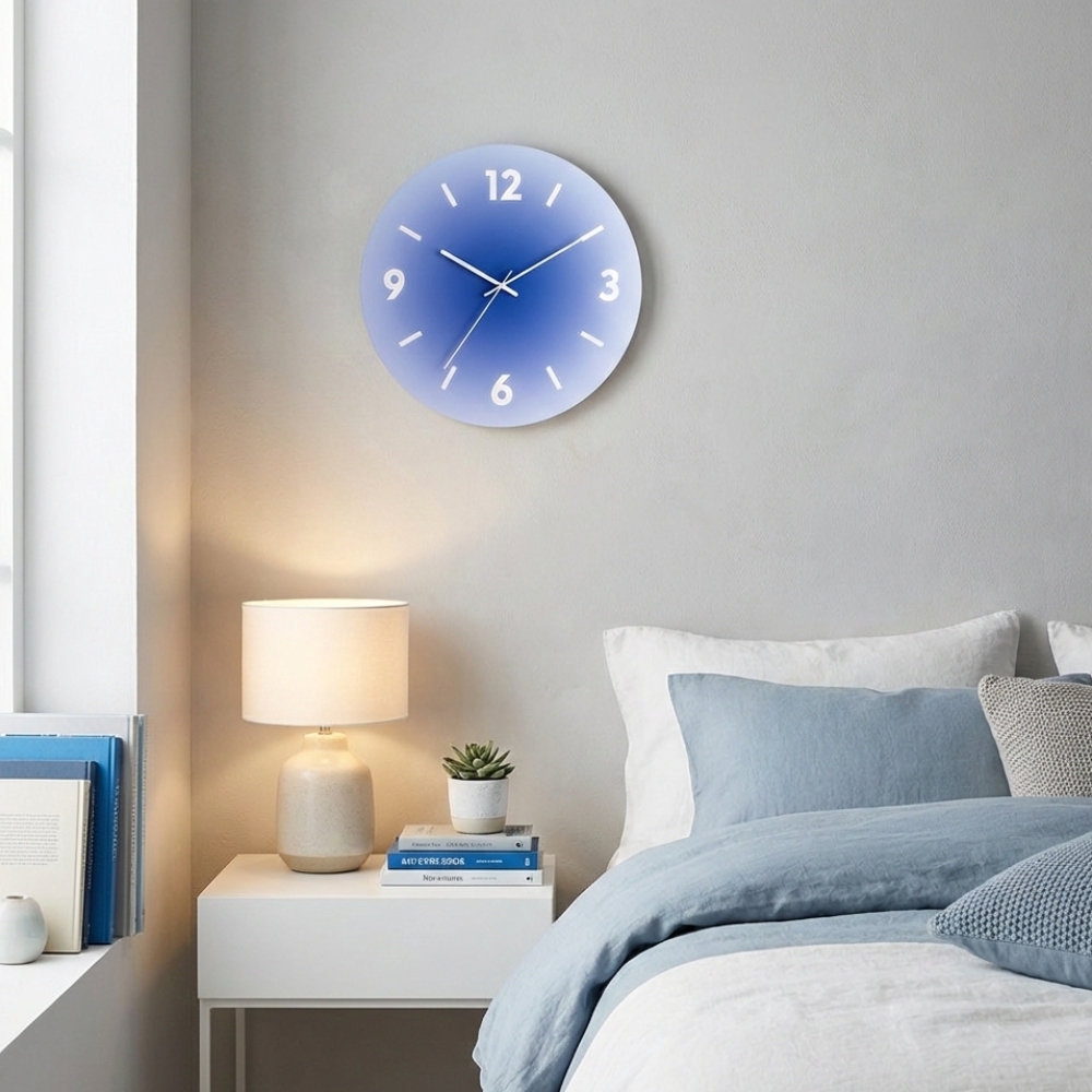 30 cm Modern Glass Wall Clock | Silent Quartz | Minimalist Home Decor | Round Design | Lologe