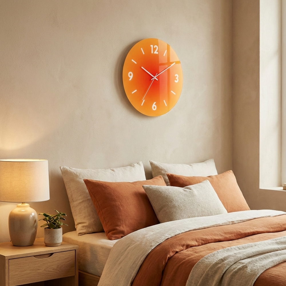 30 cm Modern Glass Wall Clock | Silent Quartz | Minimalist Home Decor | Round Design | Lologe