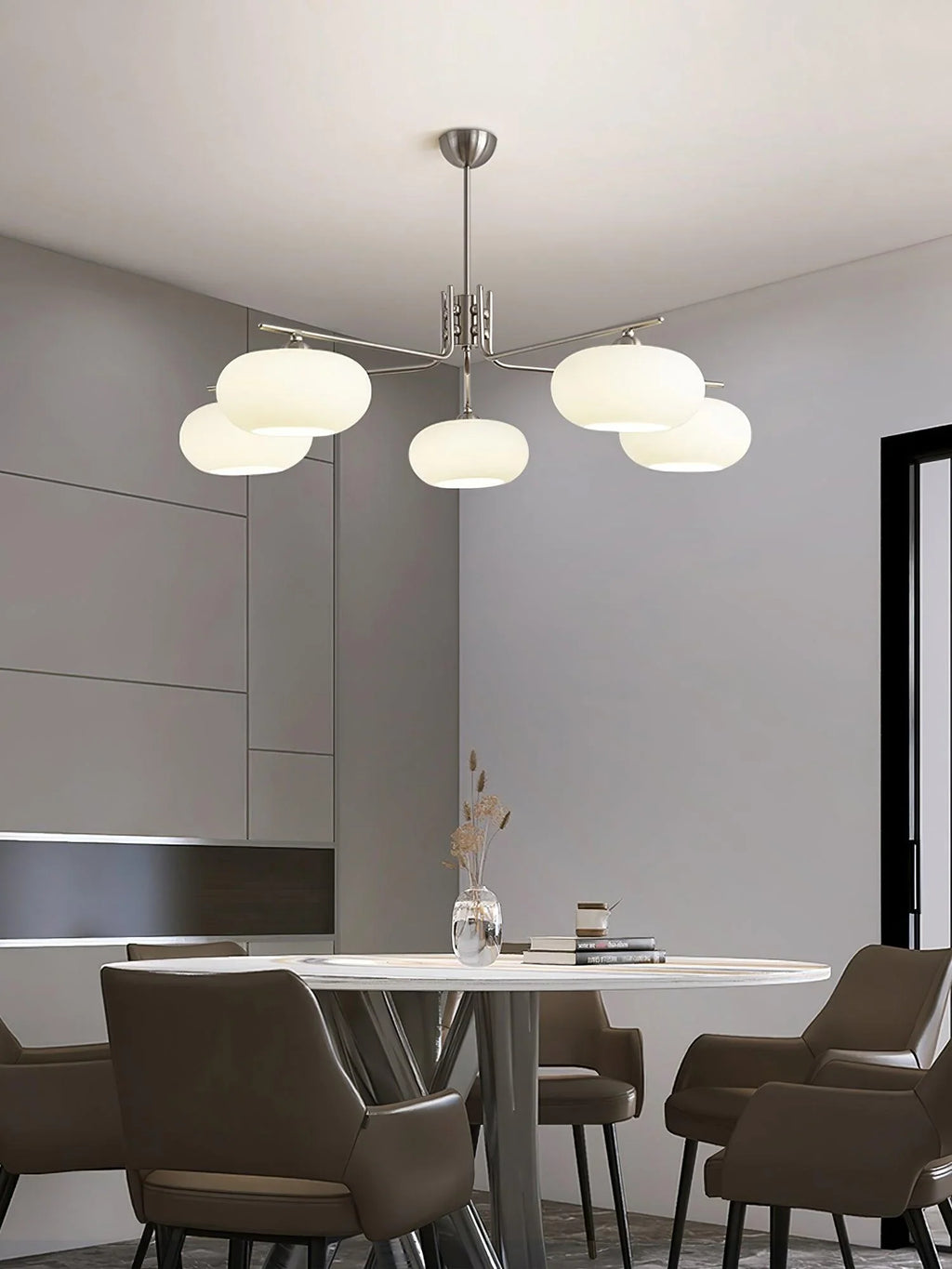 Modern 5-Light Chandelier | Minimalist Ceiling Fixture for Dining Room | Lologe
