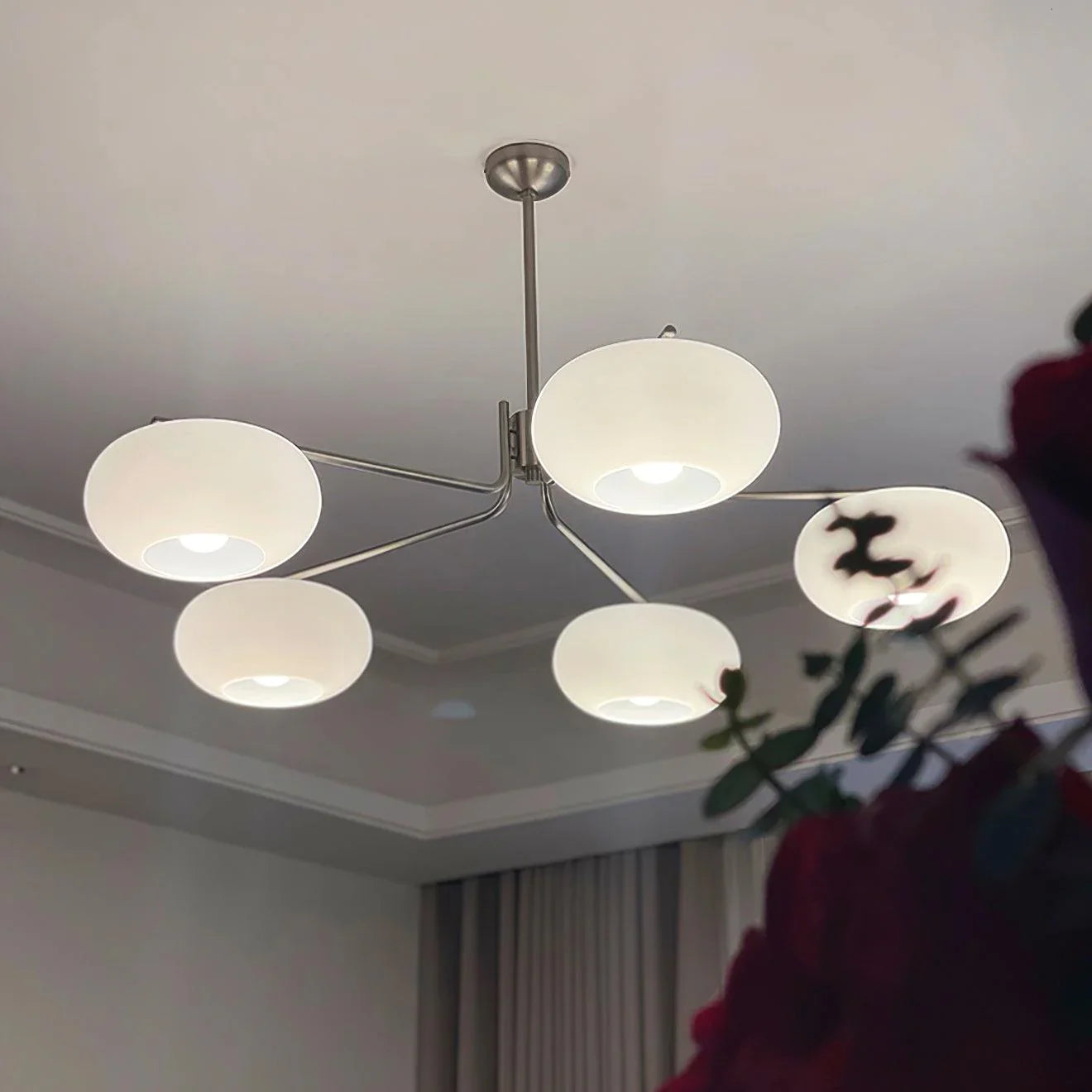 Modern 5-Light Chandelier | Minimalist Ceiling Fixture for Dining Room | Lologe