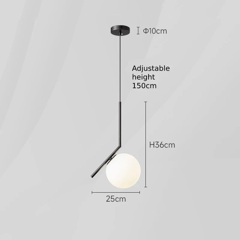 Glass Globe Pendant Light | Modern Ceiling Lighting for Dining Room & Kitchen | Lologe