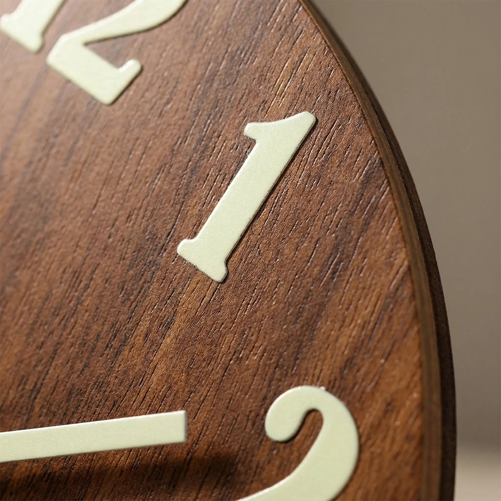 Noctivane - Round Luminous Nordic Wall Clock- Checking Time At Night