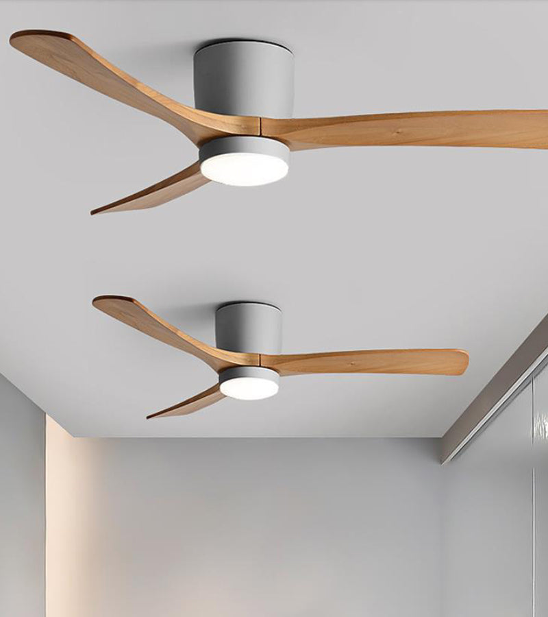 Wood Ceiling Fan Light | Nordic Style LED Fixture for Bedroom & Living Room | Lologe