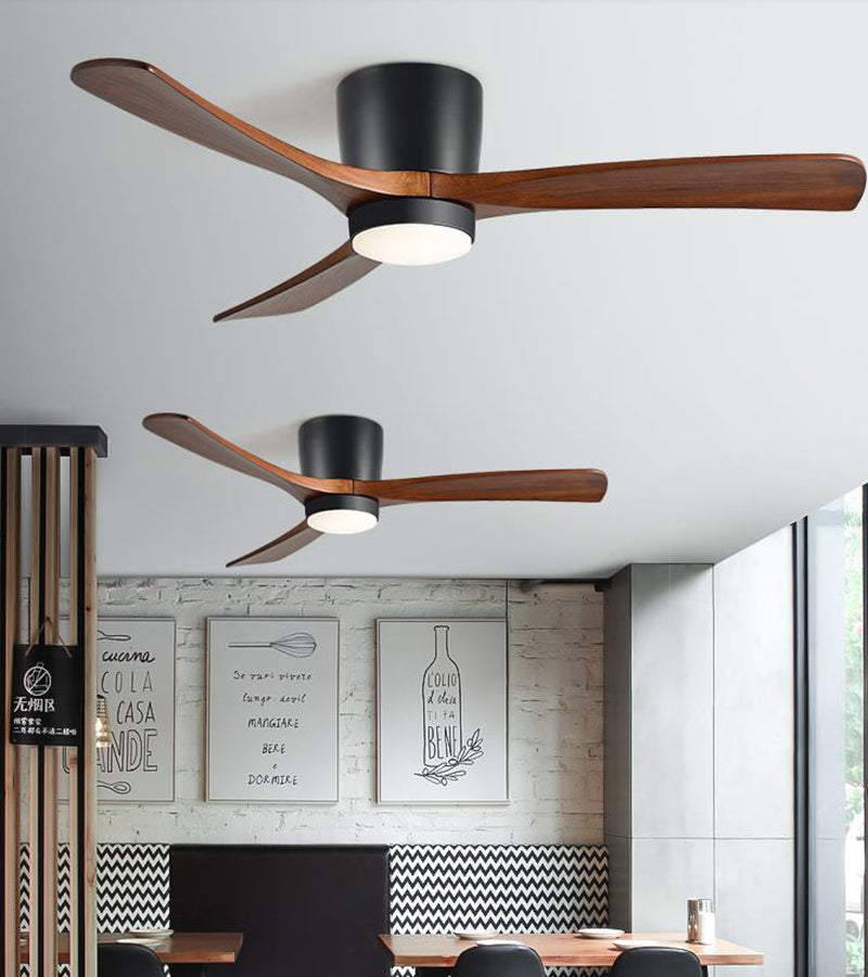 Wood Ceiling Fan Light | Nordic Style LED Fixture for Bedroom & Living Room | Lologe
