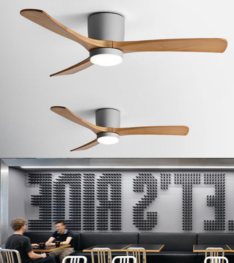 Wood Ceiling Fan Light | Nordic Style LED Fixture for Bedroom & Living Room | Lologe