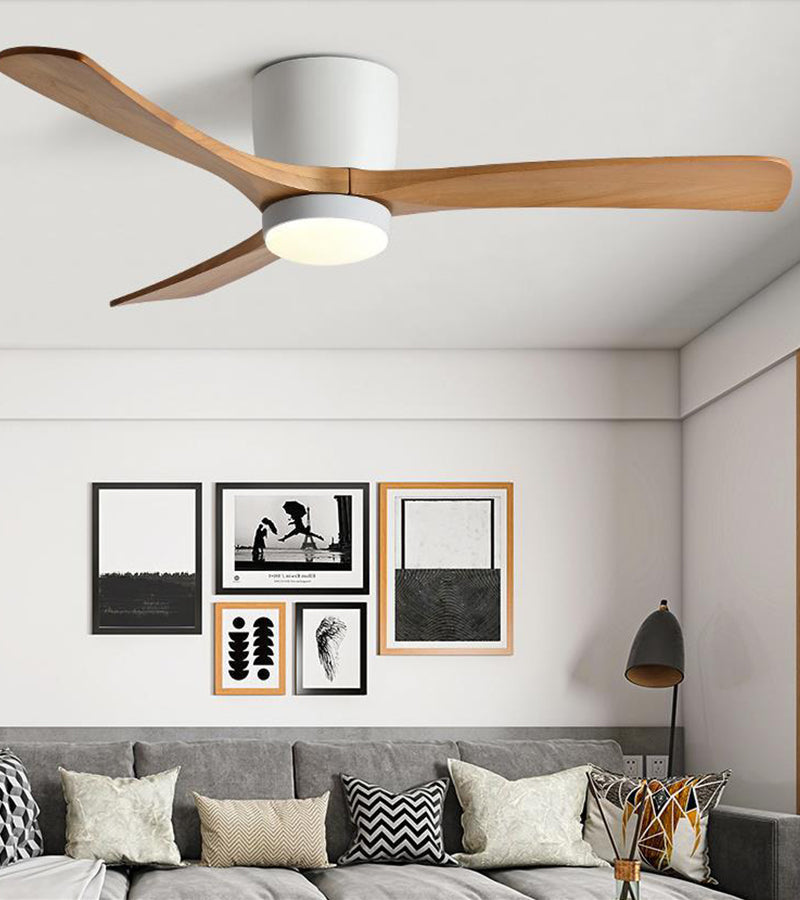 Wood Ceiling Fan Light | Nordic Style LED Fixture for Bedroom & Living Room | Lologe
