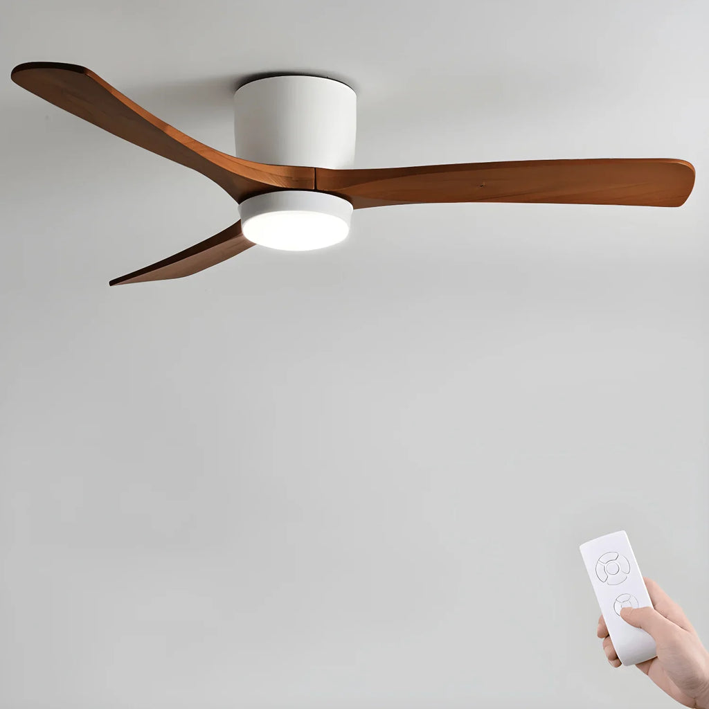 Wood Ceiling Fan Light | Nordic Style LED Fixture for Bedroom & Living Room | Lologe
