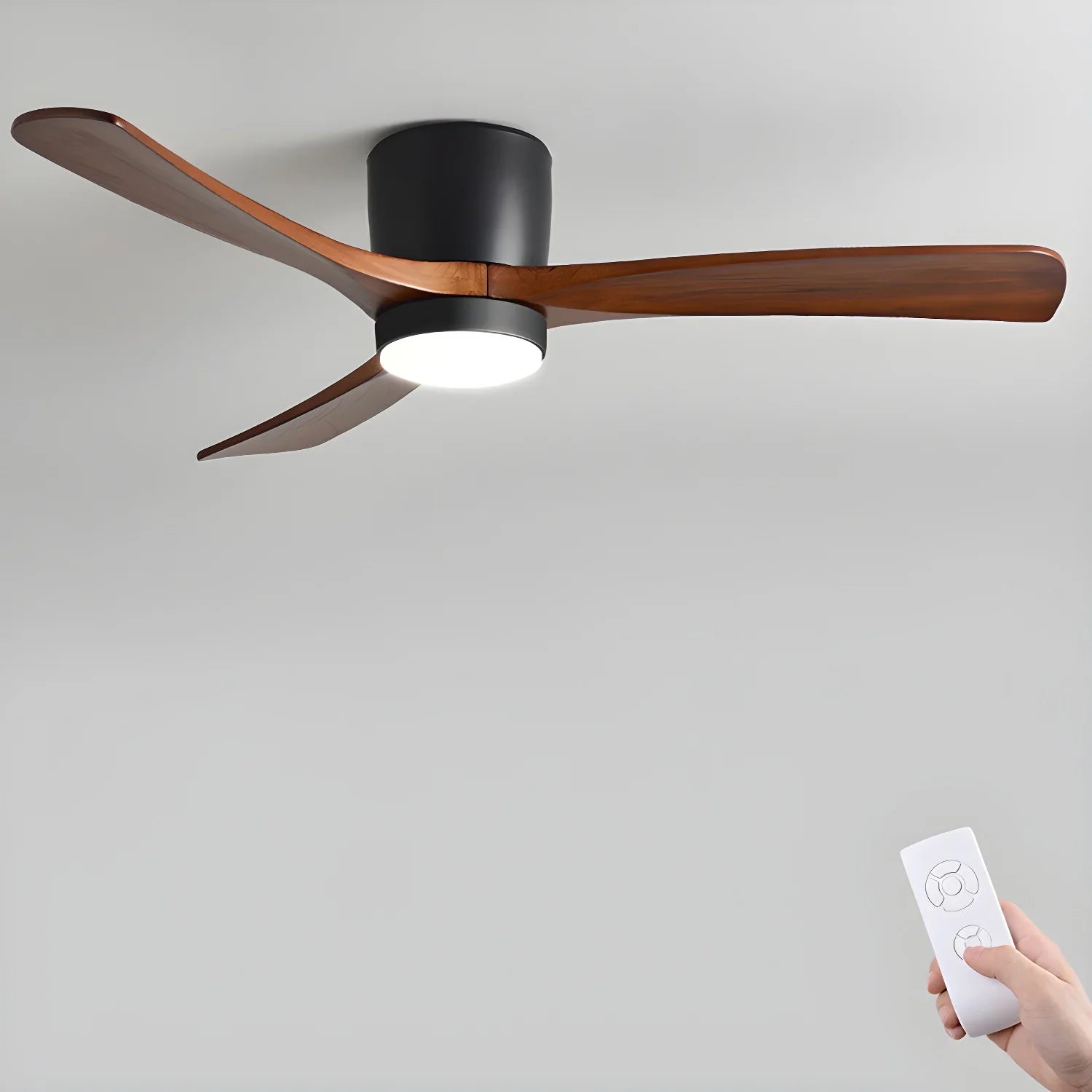 Wood Ceiling Fan Light | Nordic Style LED Fixture for Bedroom & Living Room | Lologe