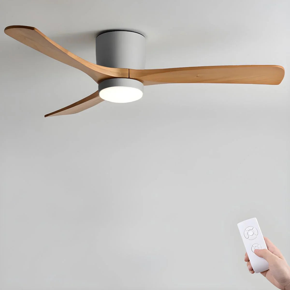 Wood Ceiling Fan Light | Nordic Style LED Fixture for Bedroom & Living Room | Lologe