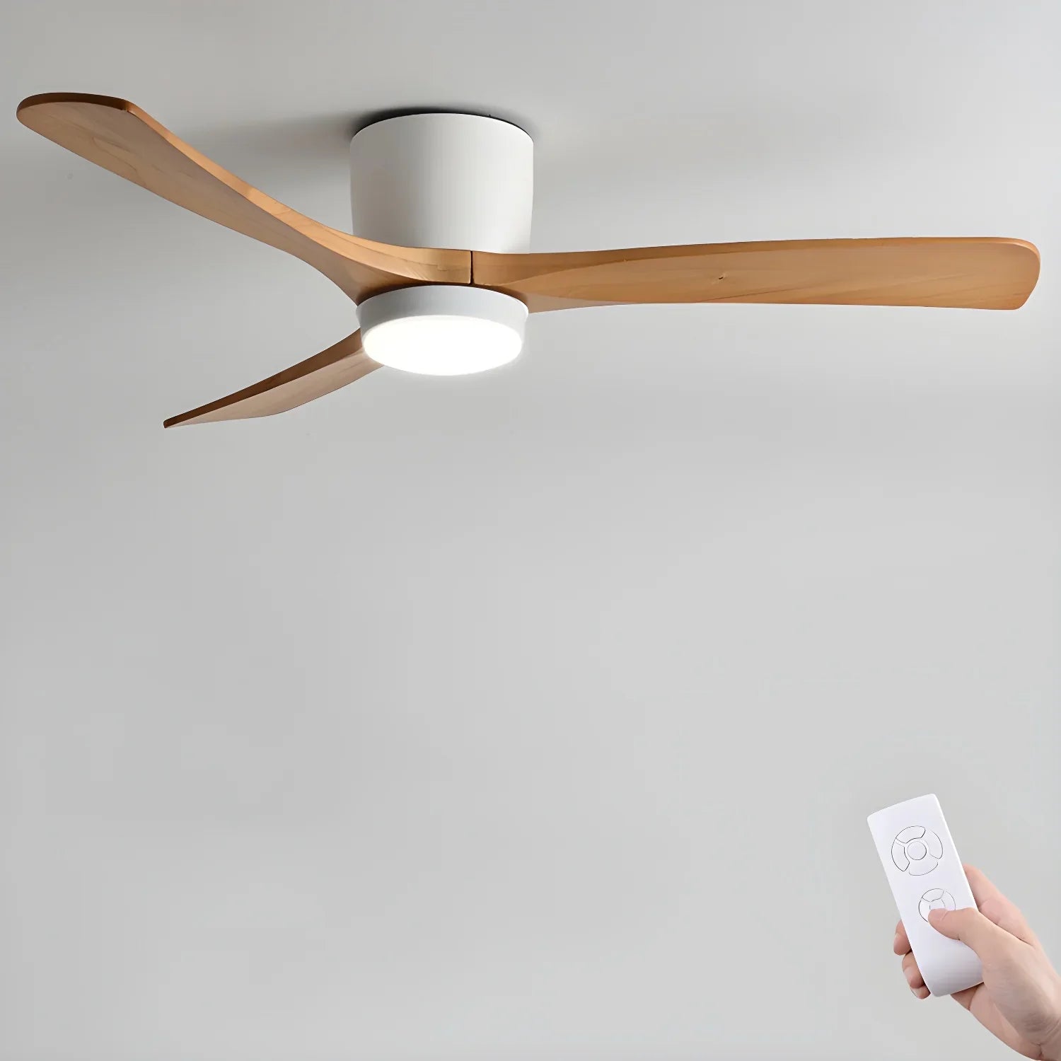 Wood Ceiling Fan Light | Nordic Style LED Fixture for Bedroom & Living Room | Lologe