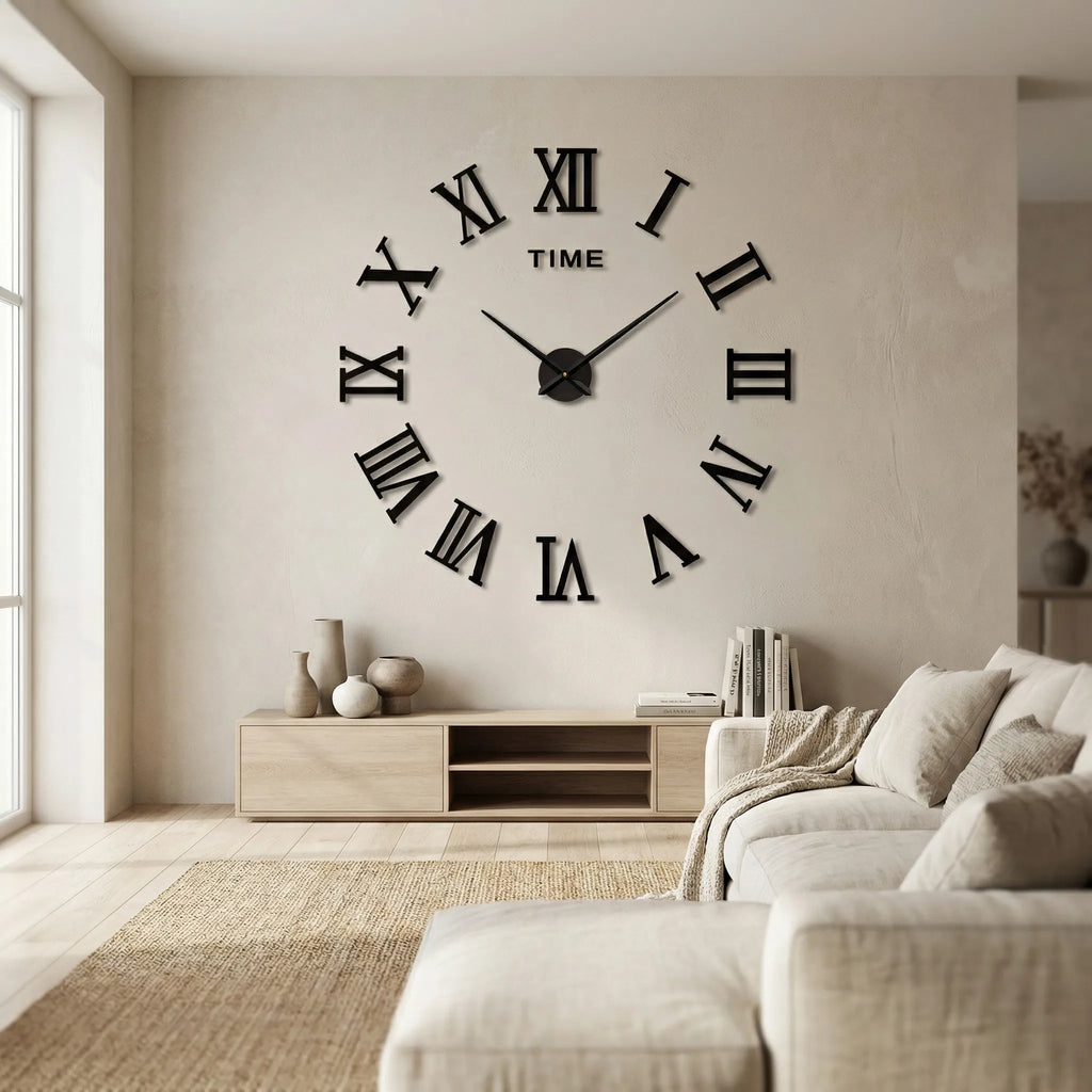 Numerovex - Large Round Roman Numeral Wall Clock- Modern Wall Decoration