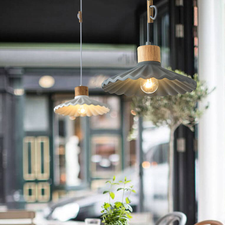 Cement Pendant Light for Living Room | Scalloped Shade Modern Design | Lologe