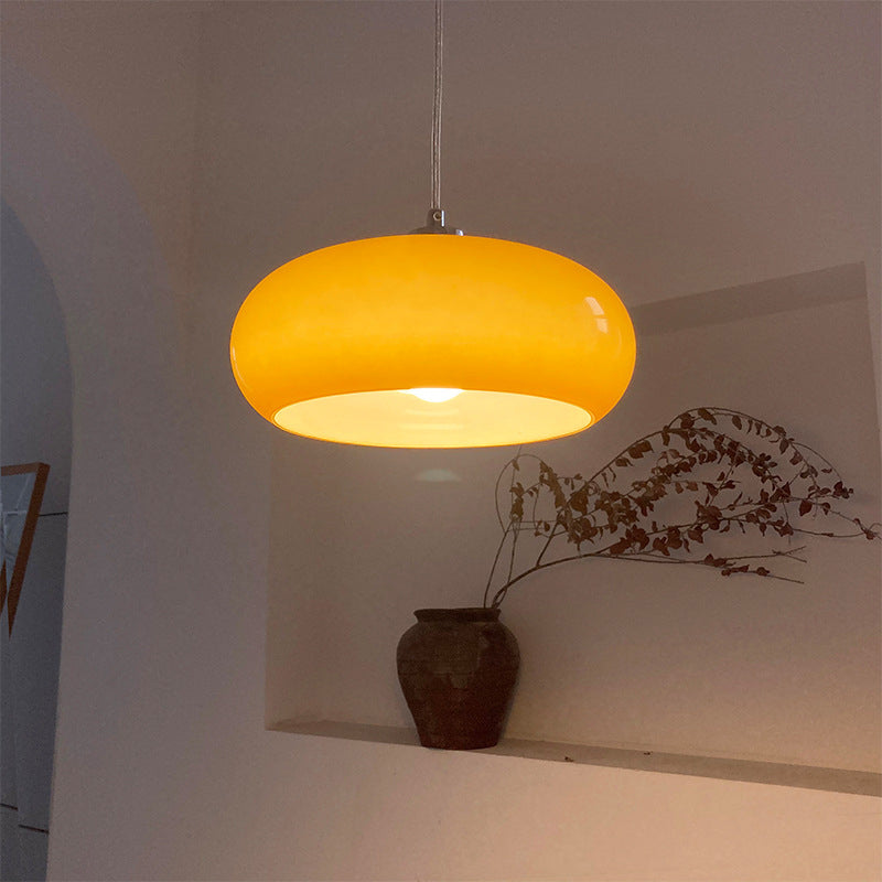 Glass Dome Pendant Light | Dining Room White Orange Glass Vintage Design | Lologe