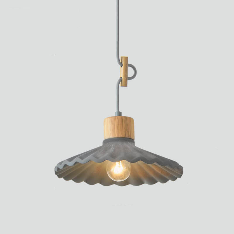 Cement Pendant Light for Living Room | Scalloped Shade Modern Design | Lologe
