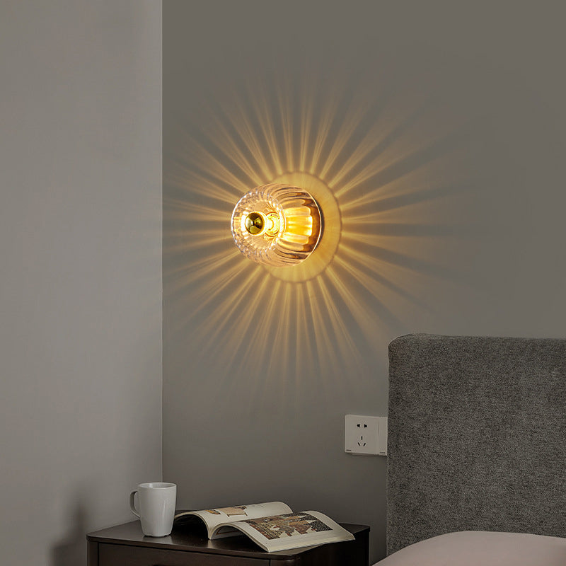 Modern Glass Flush Mount Light | Sun Shape | Full Copper | Dual-Purpose | 1-Light | Lologe
