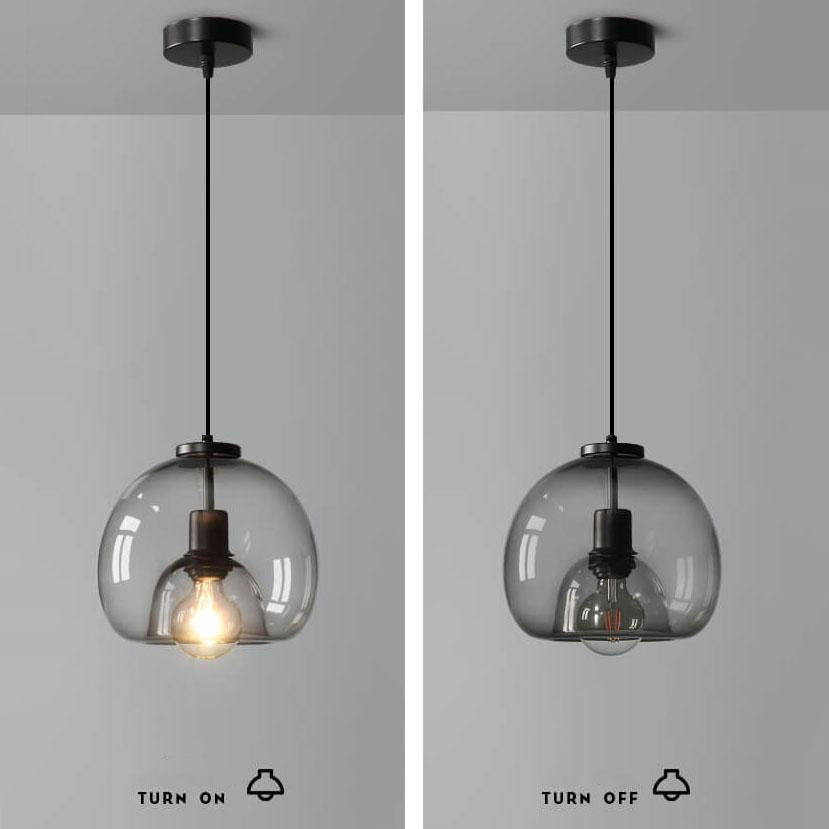 Smoke Grey Glass Dome Pendant Light | Hand-Blown Modern Ceiling Lighting | Lologe