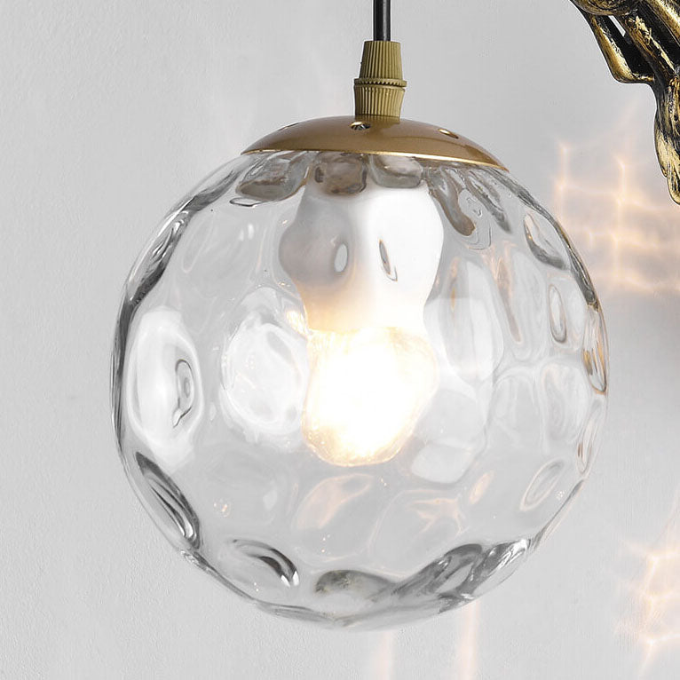 Vintage Mermaid Orb Wall Sconce | Bedroom Metal Resin Glass Light | Lologe