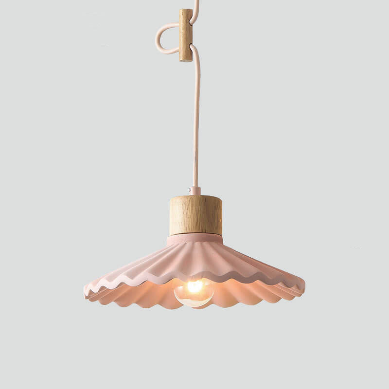 Cement Pendant Light for Living Room | Scalloped Shade Modern Design | Lologe