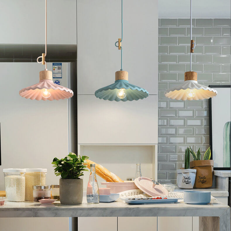 Cement Pendant Light for Living Room | Scalloped Shade Modern Design | Lologe