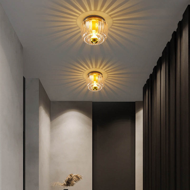 Modern Glass Flush Mount Light | Sun Shape | Full Copper | Dual-Purpose | 1-Light | Lologe