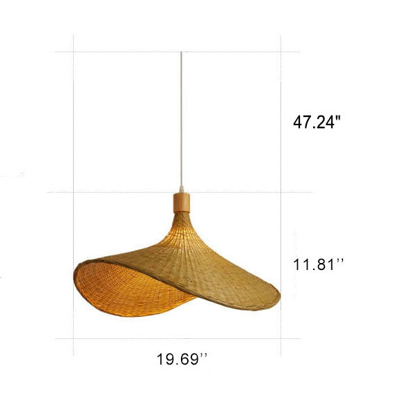 Bamboo Pendant Light for Dining Room | Woven Straw Hat Shade | Lologe
