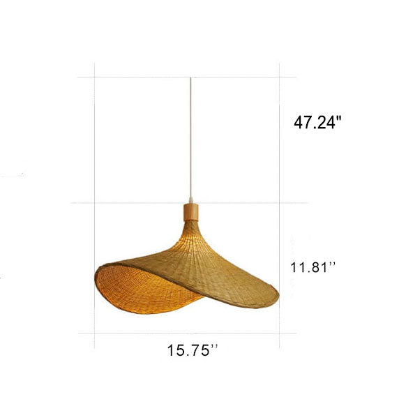 Bamboo Pendant Light for Dining Room | Woven Straw Hat Shade | Lologe