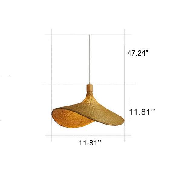 Bamboo Pendant Light for Dining Room | Woven Straw Hat Shade | Lologe