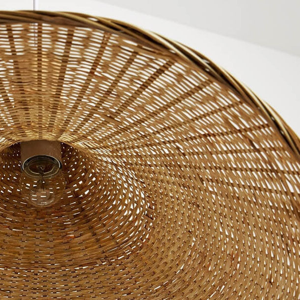 Bamboo Pendant Light for Dining Room | Woven Straw Hat Shade | Lologe