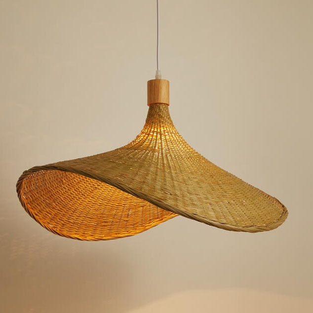 Bamboo Pendant Light for Dining Room | Woven Straw Hat Shade | Lologe