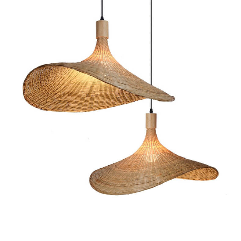 Bamboo Pendant Light for Dining Room | Woven Straw Hat Shade | Lologe