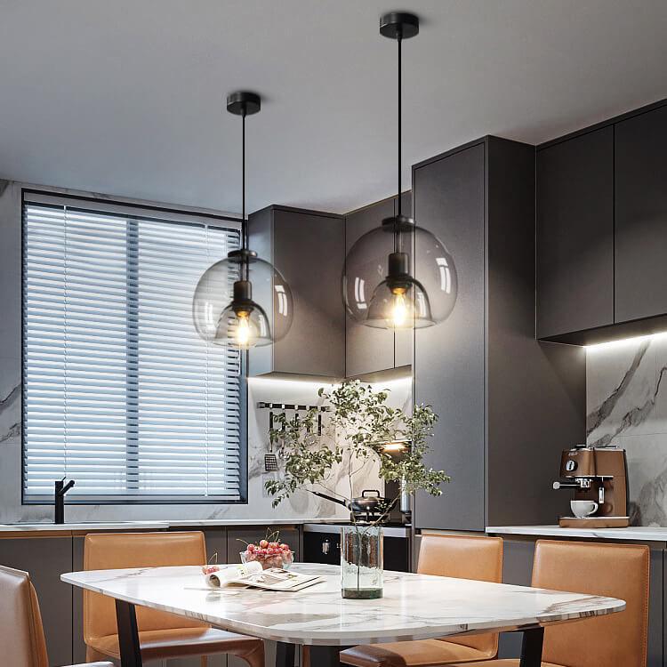 Smoke Grey Glass Dome Pendant Light | Hand-Blown Modern Ceiling Lighting | Lologe
