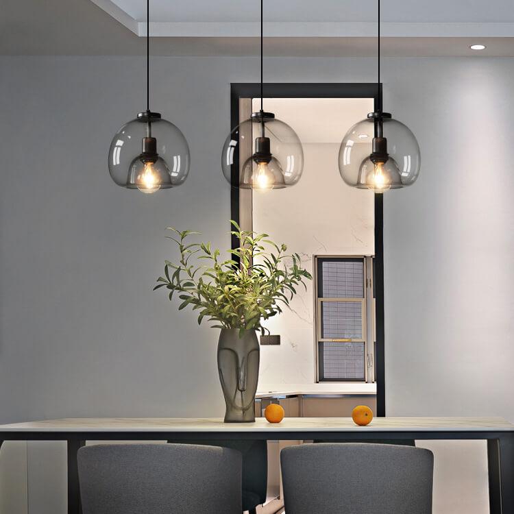 Smoke Grey Glass Dome Pendant Light | Hand-Blown Modern Ceiling Lighting | Lologe