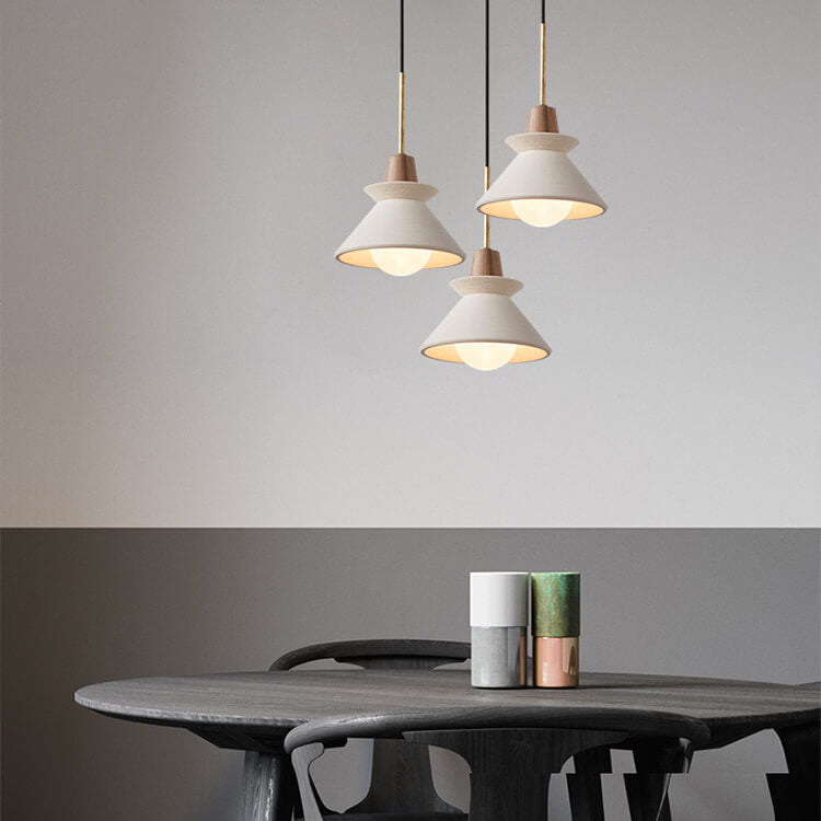 Pendant Light for Kitchen Island | White Cement Tapered Minimalist Design | Lologe