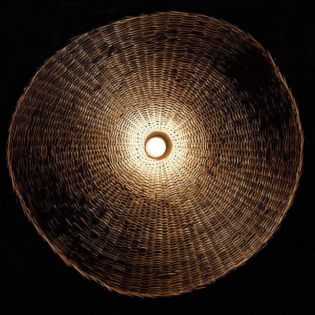 Bamboo Pendant Light for Dining Room | Woven Straw Hat Shade | Lologe