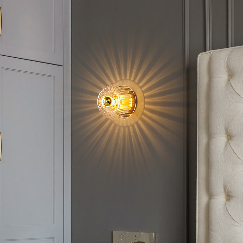 Modern Glass Flush Mount Light | Sun Shape | Full Copper | Dual-Purpose | 1-Light | Lologe