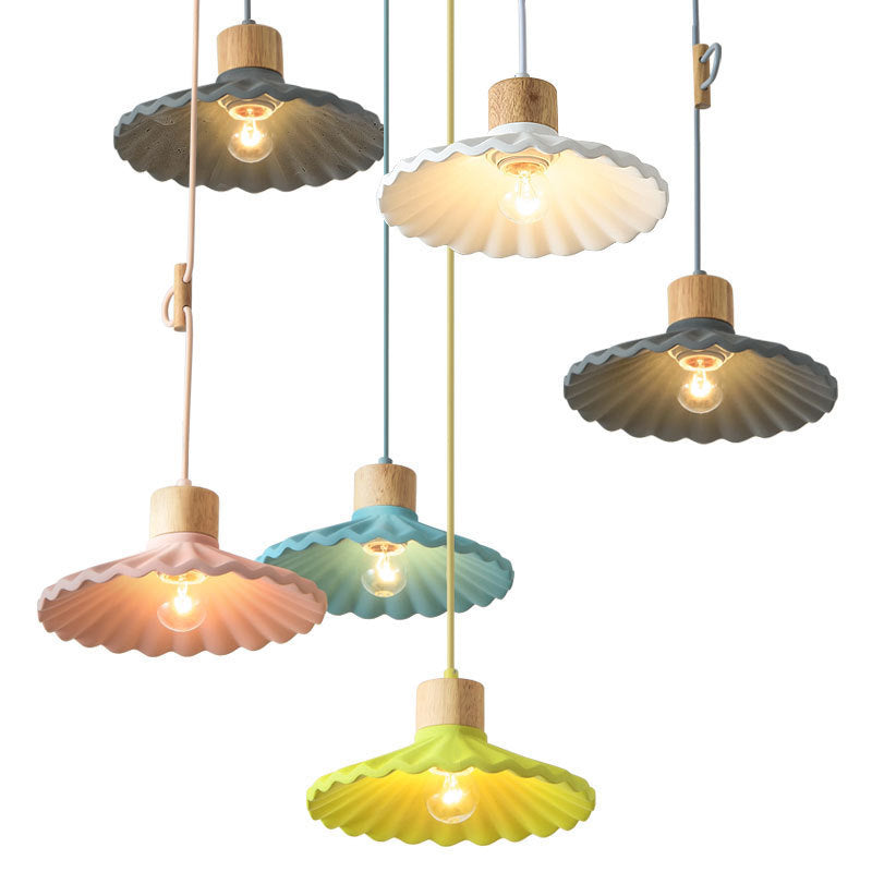Cement Pendant Light for Living Room | Scalloped Shade Modern Design | Lologe