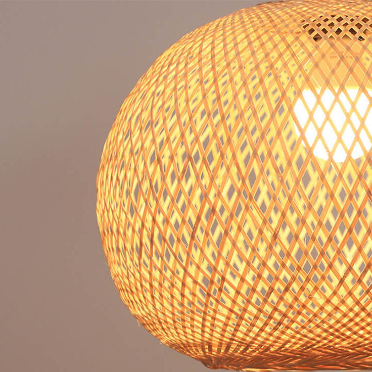 Bamboo Pendant Light for Dining Room | Woven Beige Japanese Style | Lologe