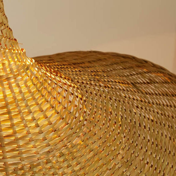 Bamboo Pendant Light for Dining Room | Woven Straw Hat Shade | Lologe