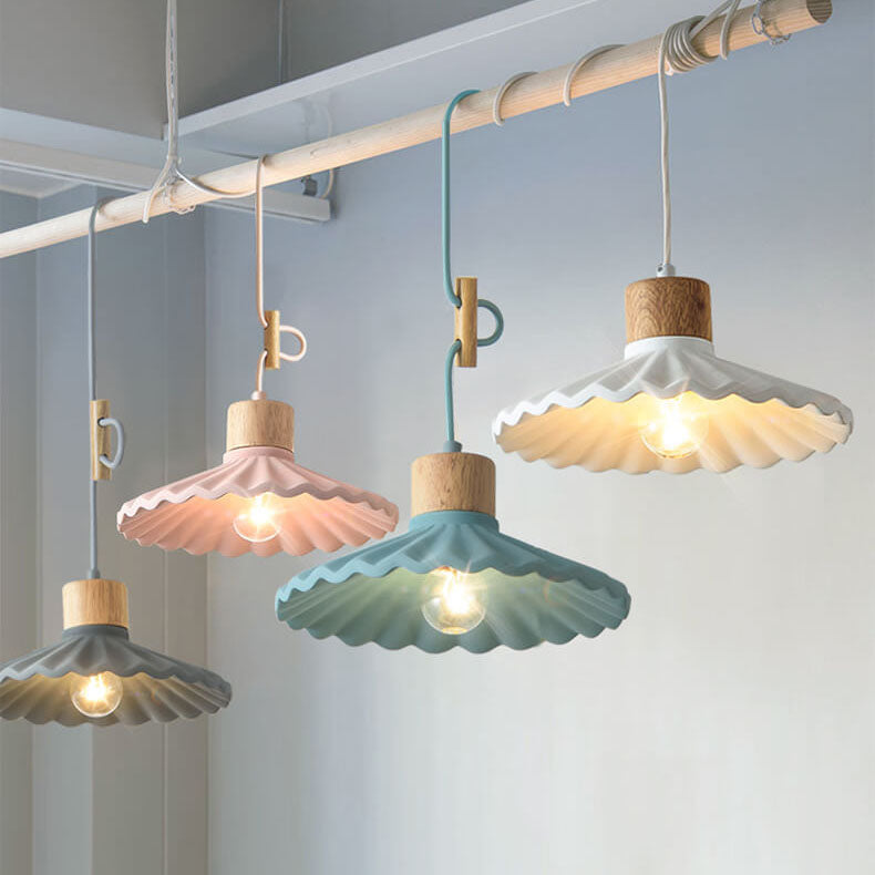 Cement Pendant Light for Living Room | Scalloped Shade Modern Design | Lologe