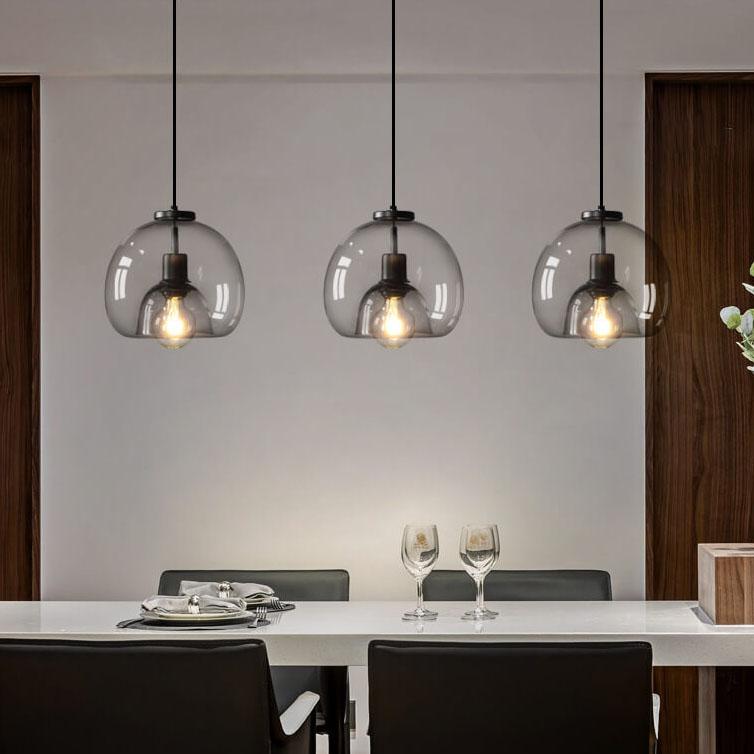 Smoke Grey Glass Dome Pendant Light | Hand-Blown Modern Ceiling Lighting | Lologe