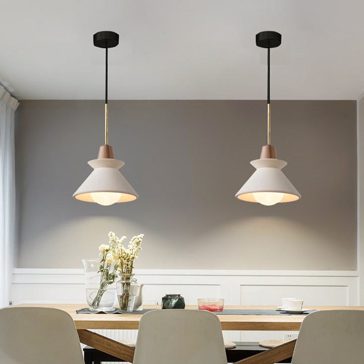 Pendant Light for Kitchen Island | White Cement Tapered Minimalist Design | Lologe